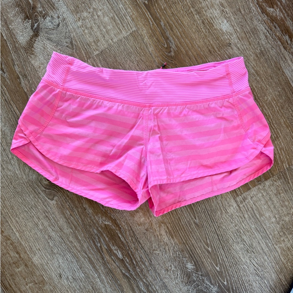 lululemon athletica Pink Striped EARLY EDITION Low Rise Speed Short 2.5